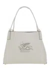 Etro Libra White Shoulder Bag With Maxi Logo On The Front In Leather Woman In Bianco Latte