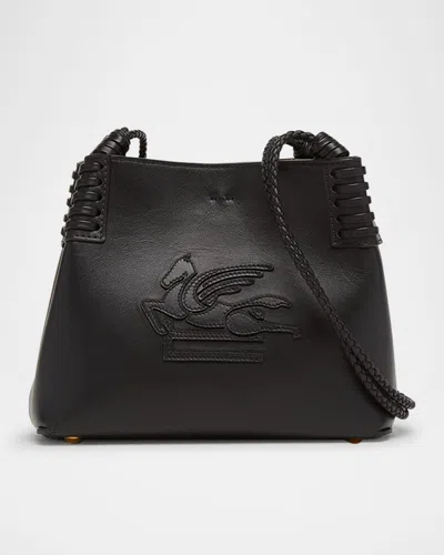 Etro Libra Xs Leather Shopping Crossbody Bag In Black