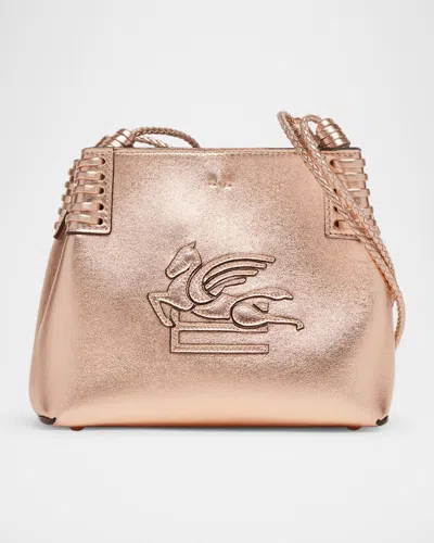 Etro Libra Xs Metallic Leather Shopping Crossbody Bag In Pink