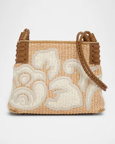 Etro Libra Xs Raffia Crossbody Bag In Natural White