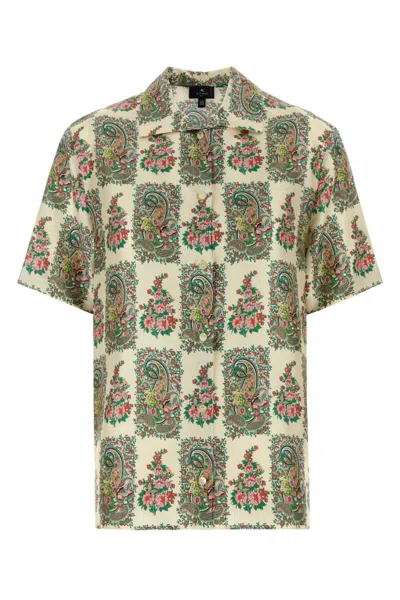 ETRO LIGHT BEIGE FLORAL-PRINT SHIRT