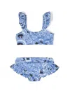 ETRO LIGHT BLUE BIKINI WITH RUFFLES AND PAISLEY MOTIF