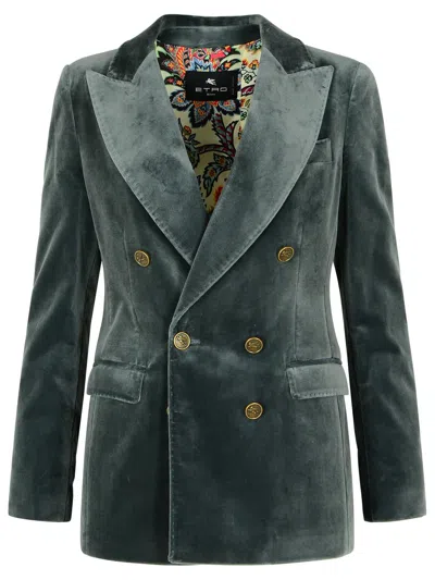 Etro Light Blue Cotton Blazer