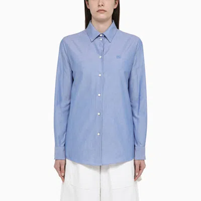 Etro Light Blue Cotton Oxford Shirt In White