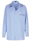 Etro Vivid Striped Blue Shirt Fuchsia Velvet In Light Blue