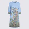 Etro Stretch Viscose Dress With Iconic Print In Blue