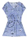 Etro Floral-print Cotton Dress In Light Blue