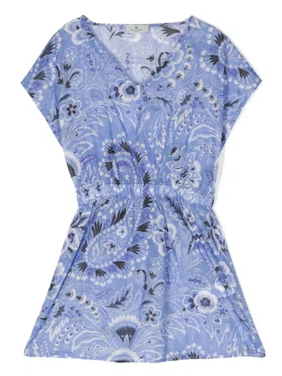 ETRO LIGHT BLUE DRESS WITH PAISLEY PRINT