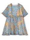 ETRO LIGHT BLUE DRESS WITH RUFFLES AND PAISLEY MOTIF