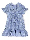 Etro Light Blue Dress With Ruffles And Paisley Print In Blue