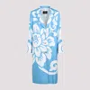 Etro Printed Silk Coat In Blue