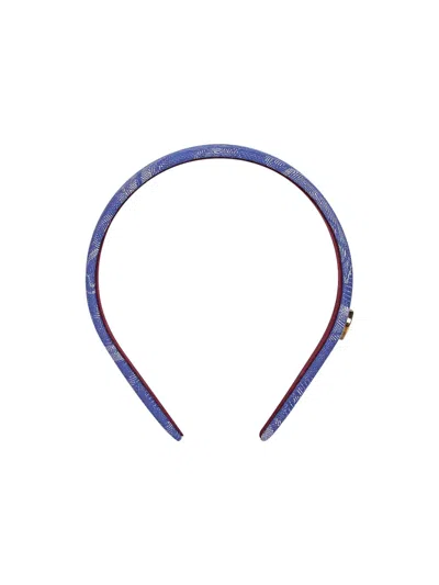 Etro Light Blue Jacquard Denim Headband