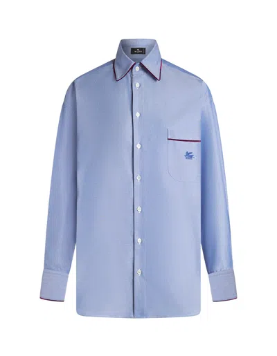 Etro Women's Striped Cotton Shirt In Blue