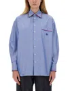 Etro Women's Striped Cotton Shirt In Azure