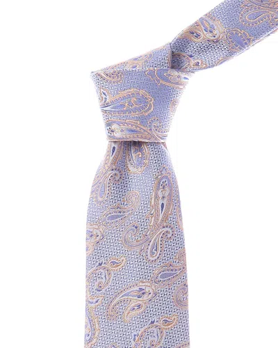 Etro Light Blue Paisley Silk Tie