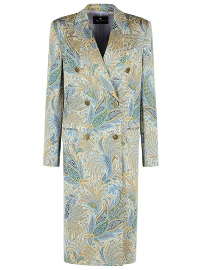 ETRO ETRO LIGHT BLUE POLYESTER BLEND COAT