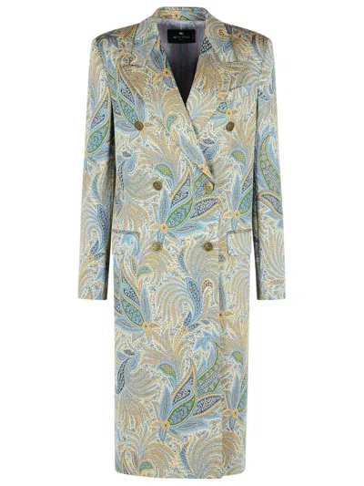 ETRO ETRO LIGHT BLUE POLYESTER BLEND COAT