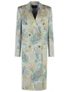 Etro Light Blue Polyester Blend Coat Women In Blue