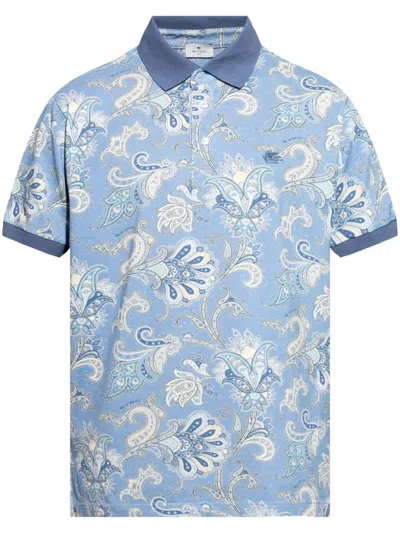 ETRO LIGHT BLUE PRINTED POLO