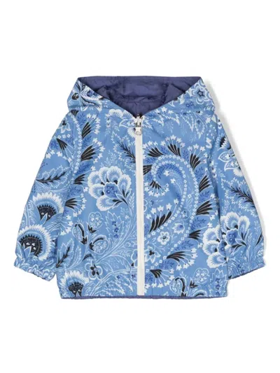 Etro Babies' Floral-print Taffeta Jacket In Blue