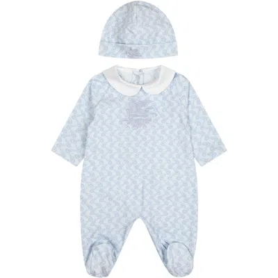 Etro Light Blue Set For Baby Boy With Logo