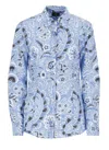 Etro Paisley-print Cotton Blend Shirt In Light Blue