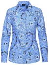 Etro Paisley-print Cotton Blend Shirt In Blue
