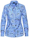 Etro Paisley-print Cotton Blend Shirt In Blue