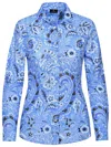 Etro Long-sleeved Button-up Floral Shirt In Azzurro