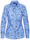 Etro Paisley-print Cotton Blend Shirt In Blue