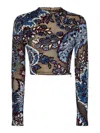 Etro Printed Crop Top In Blue