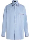 Etro Vivid Striped Blue Shirt Fuchsia Velvet In Light Blue