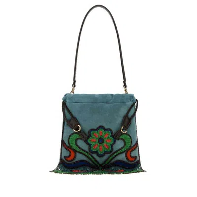 Etro Light Blue Suede Small Kalispera Bucket Bag Cartadazucchero Borse A Mano