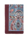 Etro Women Light Blue Wool And Cashmere Blend Printed Scarf In Blue