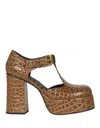 Etro 110mm Crocodile-embossed Platform Pumps In Brown