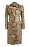Etro Lightweight Brocade Coat In Green