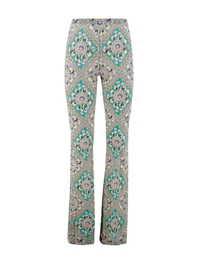 Etro Jersey Flare High Waist Pants In Grey