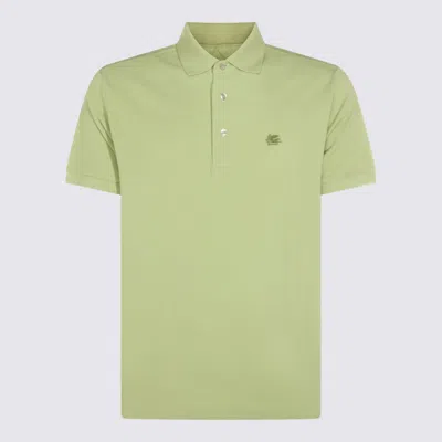 Etro Short Sleeves Polo Collar Cotton Shirt In Green