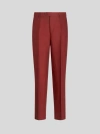 Shop Etro Linen And Cotton Trousers In Burgundy