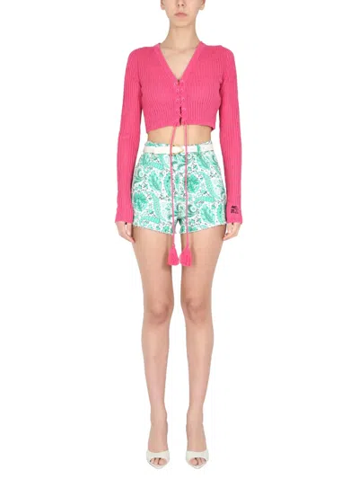 Etro Linen And Silk Blend Sweater In Pink
