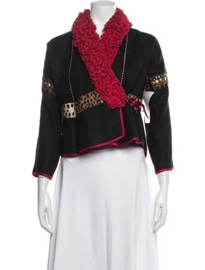 Pre-owned Etro Linen Animal Print Jacket In Black