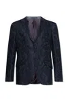 Etro Paisley Jacquard Single-breasted Blazer In Blue