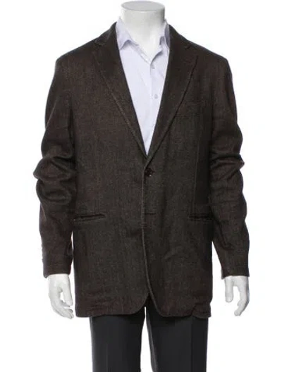 Pre-owned Etro Linen Blazer In Brown
