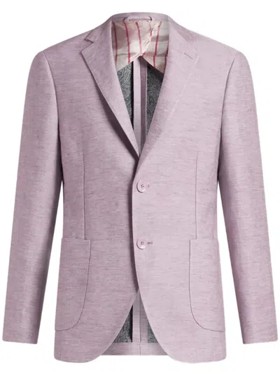 Etro Linen Blazer In Purple