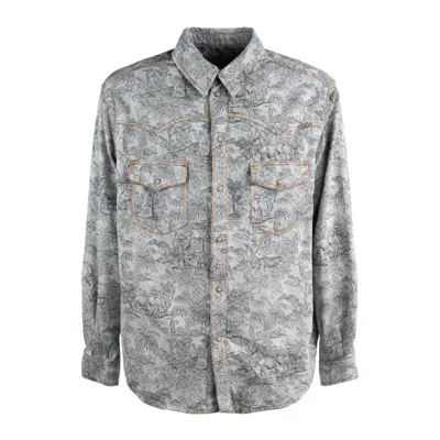 Etro , Linen-blend Denim Overshirt, Man, White, Size Xxl