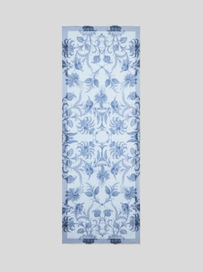 Etro Floral-print Scarf In Blue