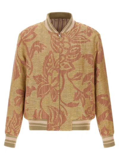 Etro Linen Bomber Jacket Casual Jackets And Parka In Multicolor