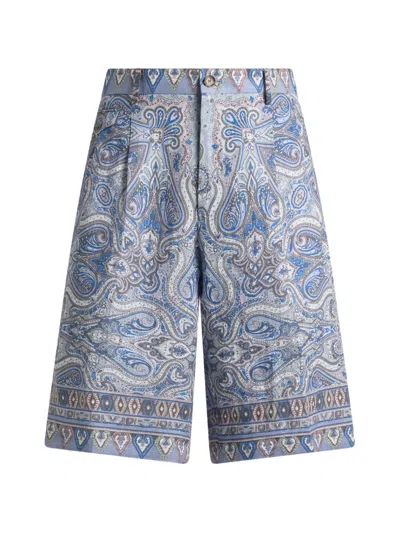 Etro Linen Cotton Shorts In Multi