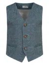 Etro Linen-cotton Waistcoat In Blue