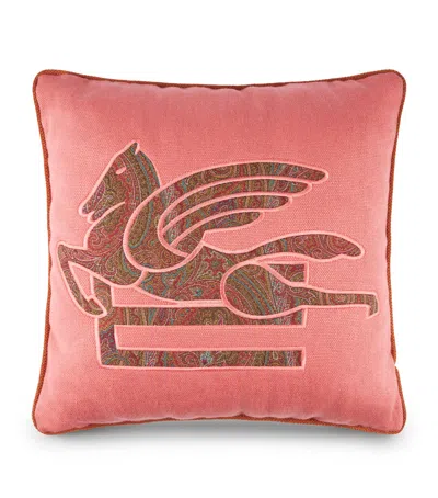 Etro Linen Embroidered Somerset Cushion In Pink